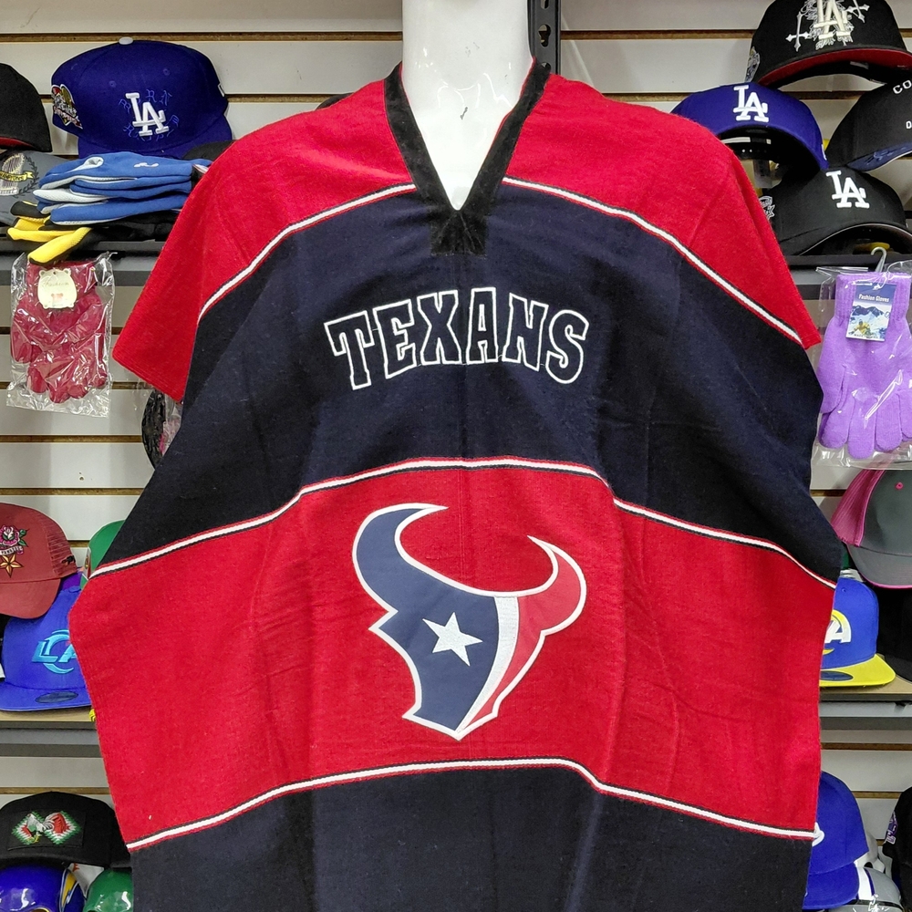 Texans Red and Black Poncho